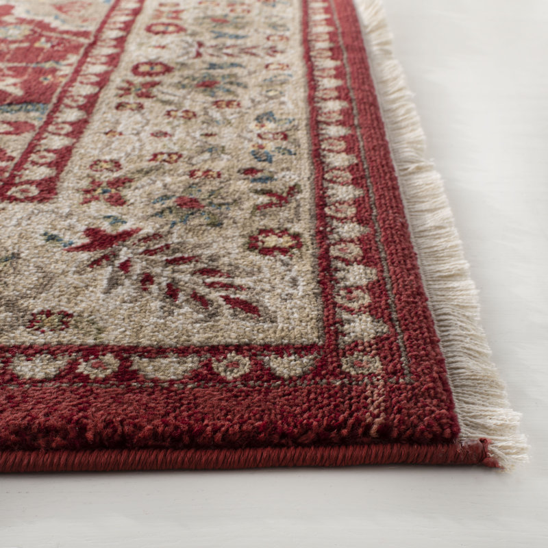 Elysian Bloom Red Floral Hand-Knotted Rectangular Rug