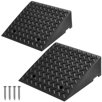 Driveway Curb Ramp, 7000 lbs Load Capacity, 7 Inches Rise Height Heavy Duty Curbside Bridge Ramp with Drainage Tank for Wheelchairs, Strollers, Motorcycles, Cars, Lawn Mowers & Trailers, 2 Pack
