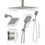 Ensemble de robinet de douche, système de douche à pluie au plafond de 12 pouces avec tête de fixation murale de 6 pouces et douchette à main 4 en 1, valve rotative à double fonction en laiton à 3 fonctions et ensemble de garniture, nickel brossé-124573577