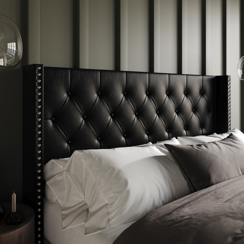 Joshuwa Upholstered Headboard, Black, Twin