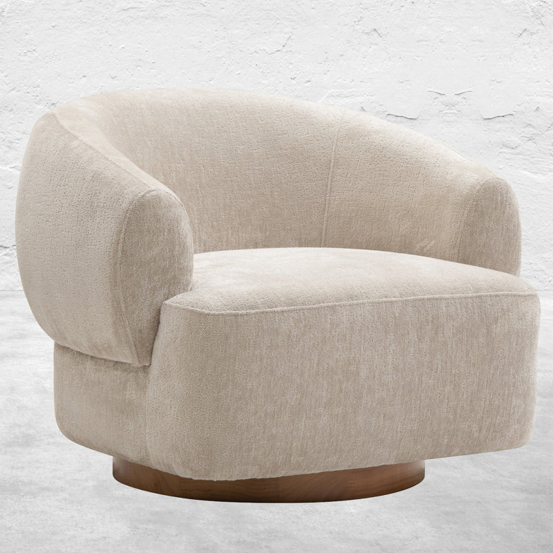 Fauteuil d'appoint Gimlet en chenille martelée, Mélange de polyester beige