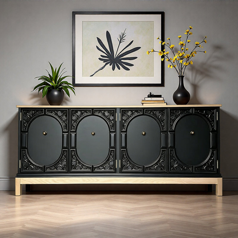 Large-Capacity Black Sideboard