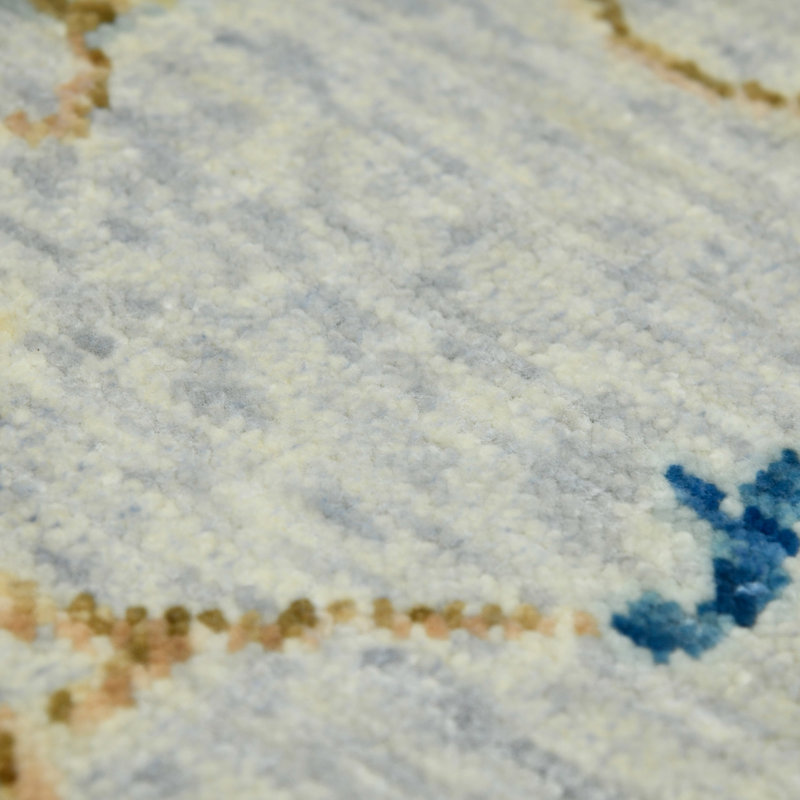 Blu Wool Oriental Area Rug in Neutral, Rectangle 2' x 3'