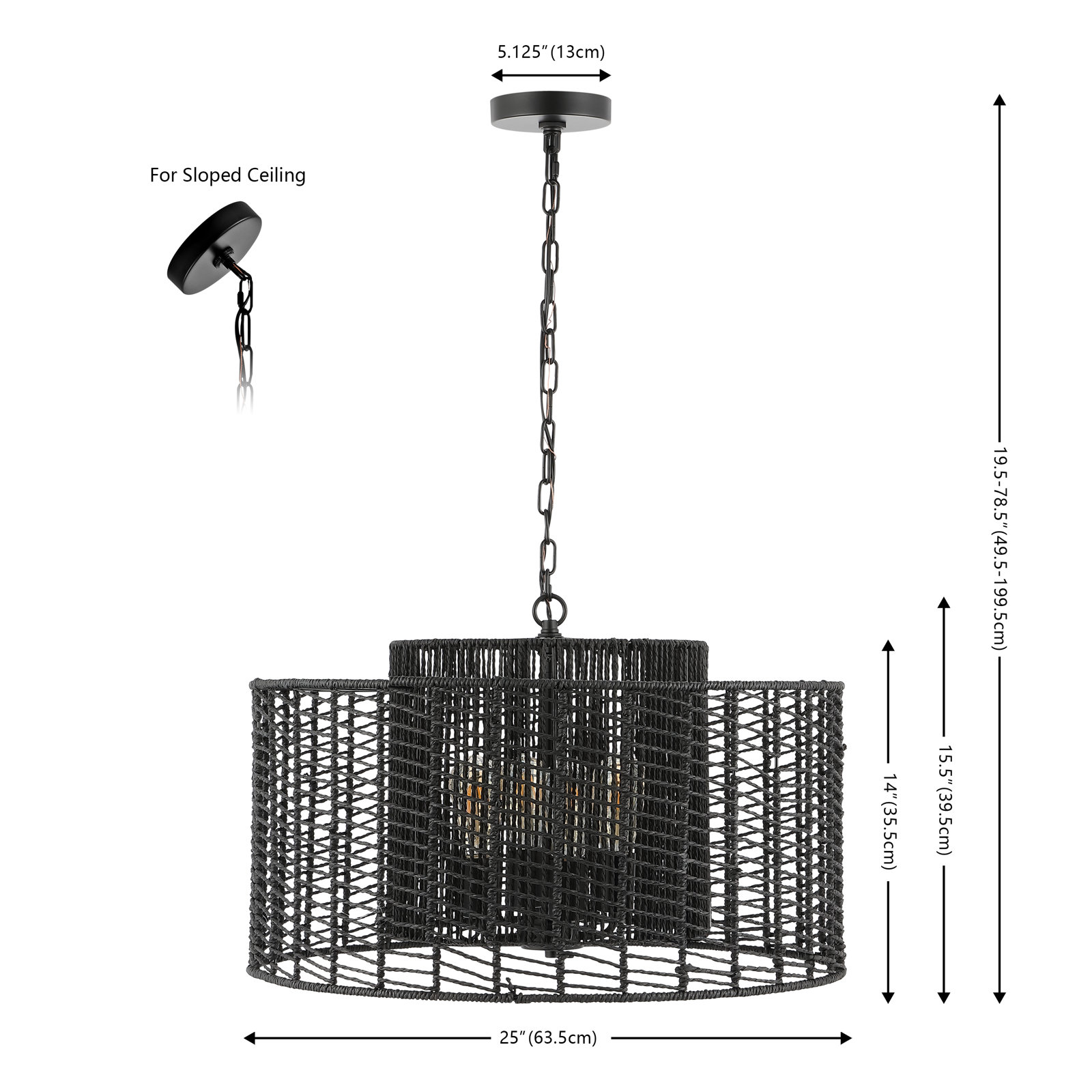 4 Light Dimmable Pendant, Black, Black