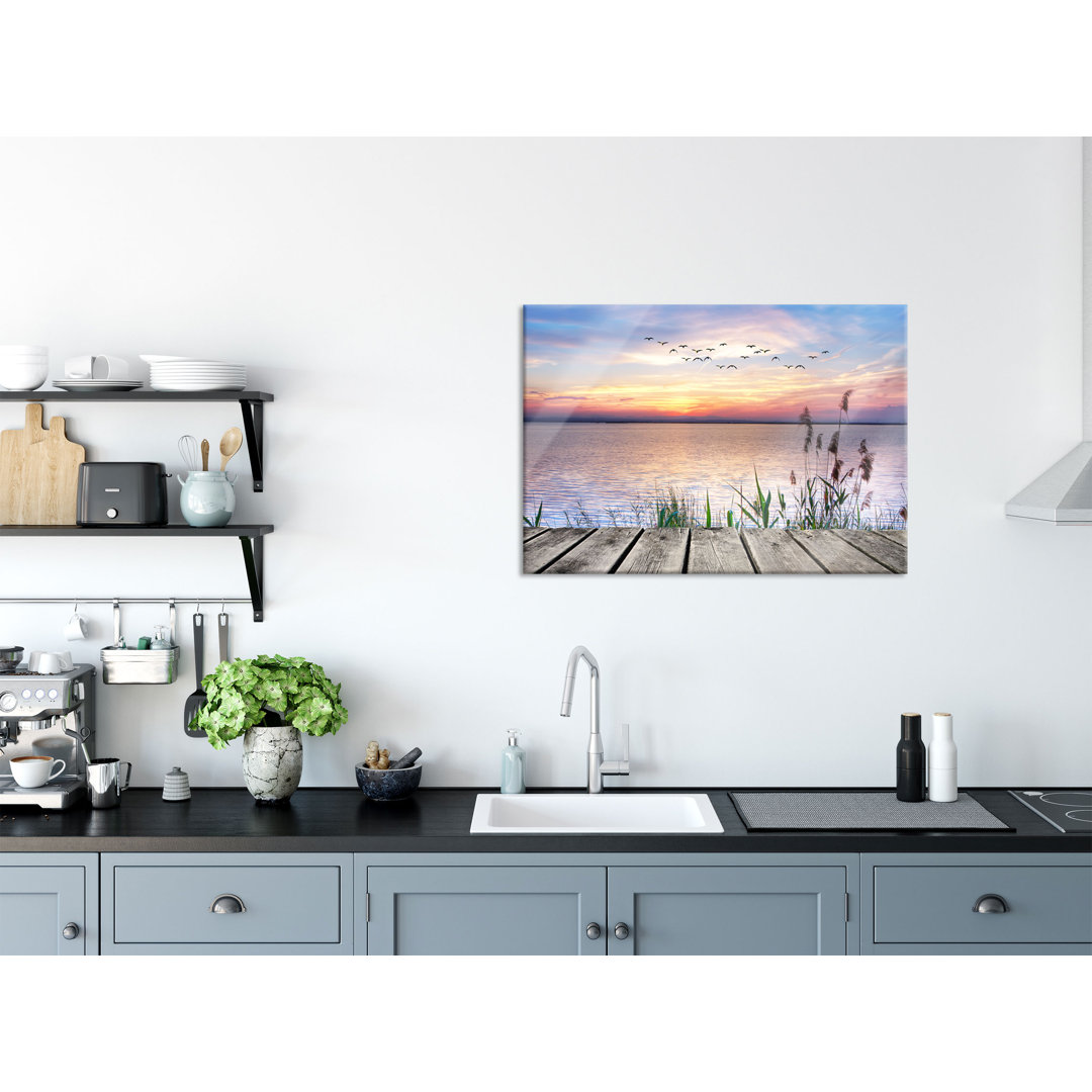 Glasbild | Wandbild Auf Echtglas | Steg Mit Ausblick Aufs Meer | 2 braun LFs2530