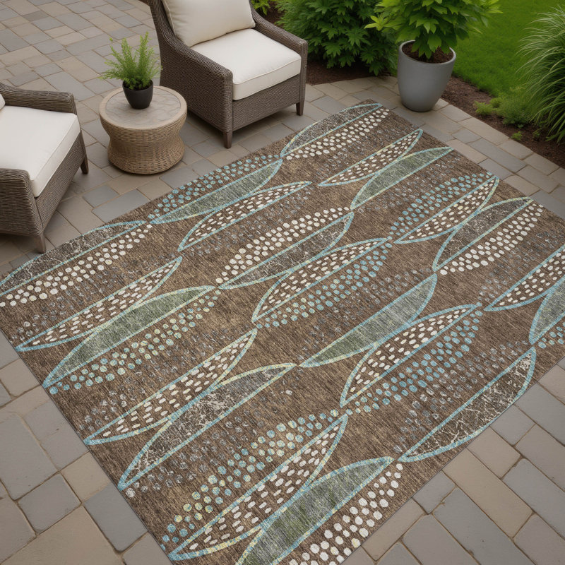 Tapis d'intérieur / extérieur lavable à la machine Chantille ACN2711, Brun, 10 pi x 14 pi