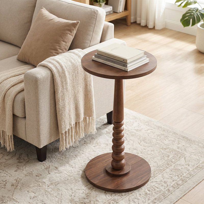 Table de bout ronde, Marron foncé