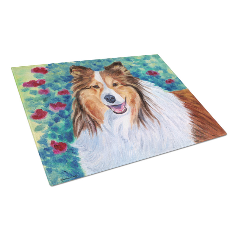 Caroline's Treasures Tempered Glass Sheltie Cutting Board