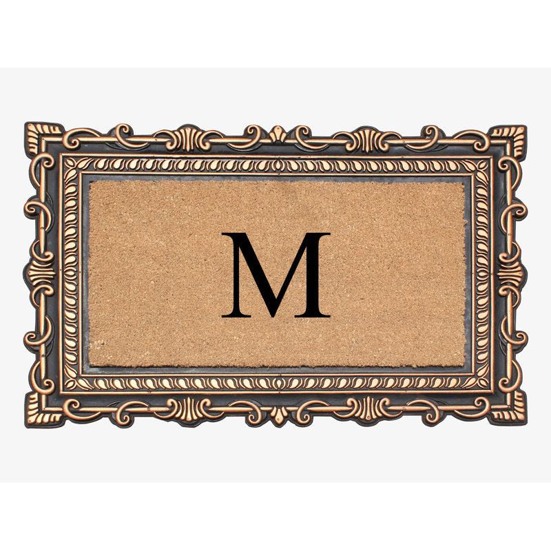 Paillasson à motif de monogramme de 24 po x 36 po Carson, Bronze, M
