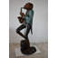 Statue de grenouille Cvijeta jouant du saxophone gracieusement en bronze Taille: 22 po x 20 po x H 65 po