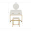Ensemble coiffeuse blanche et dorée avec tabouret miroir et tiroirs de rangement