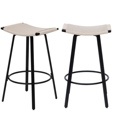 Counter Height Pub Chairs, Seat, Black Metal Frame, 12.07 In Wide, Modern Kitchen Seat Material, Ergonomic, 6.29