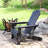 HDPE Weather-Resistant Adirondack Chair with Drink Holder - Black-1041054349