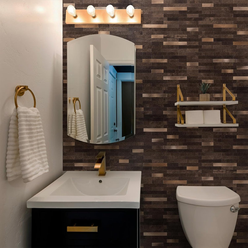 20 Sheets  Dark Brown with Metal Gold Look Stick Tile