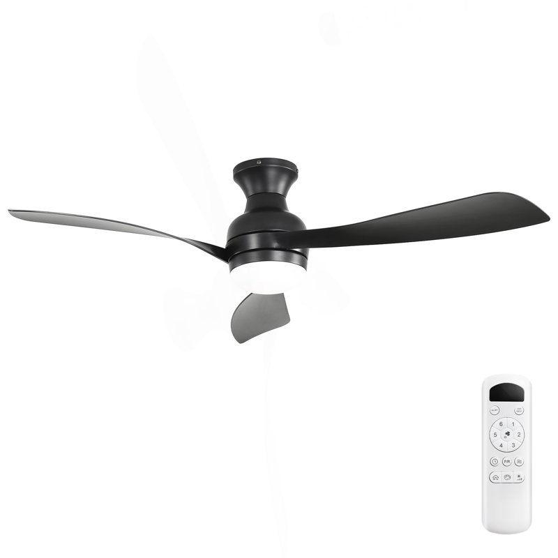 Sofucor 1 PC 52-Inch Fulsh Mount Ceiling Fan With Light,18W LED Dimmable Light With Memory Function,DC Motor,1/4/8H Timer Setting