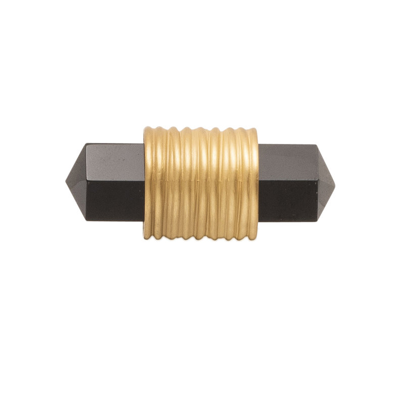 Chrysalis Collection T-Knob 1-7/8 Inch x 3/4 Inch, Brushed Golden Brass with Black