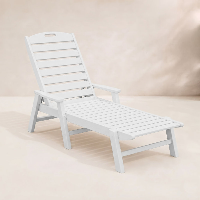 Chaise longue avec accoudoirs POLYWOOD, Blanc