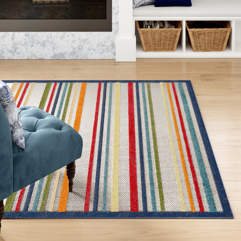 Zaire Striped Indoor / Outdoor Rug, Rectangle 7'10" x 9'10"