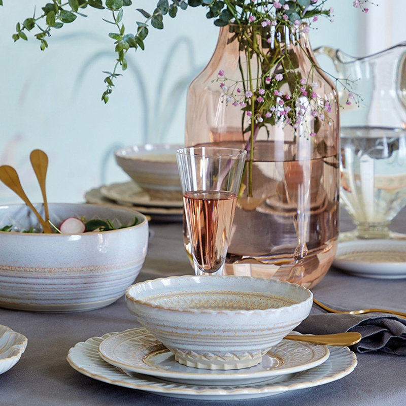 Cristal Handmade Stoneware Dining Bowl, Nacar
