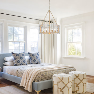6 -Light Texture Glass Drum Chandelier