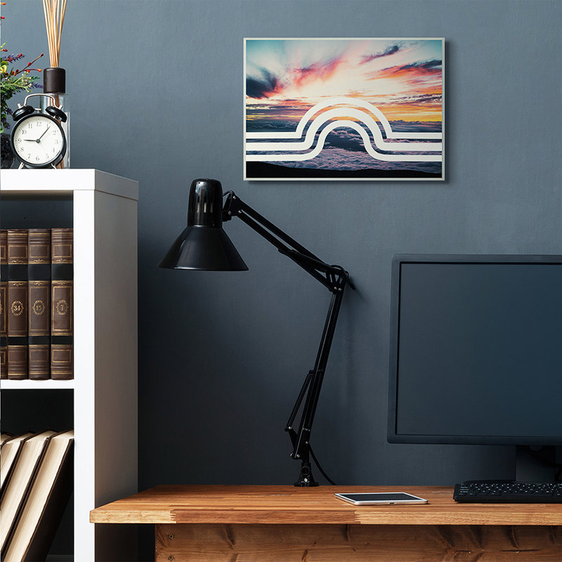 « AC-721 Sunset Cloud Landscape »-impression d’art graphique, Plaque murale, H 13 po x l 19 po x P 0,5 po