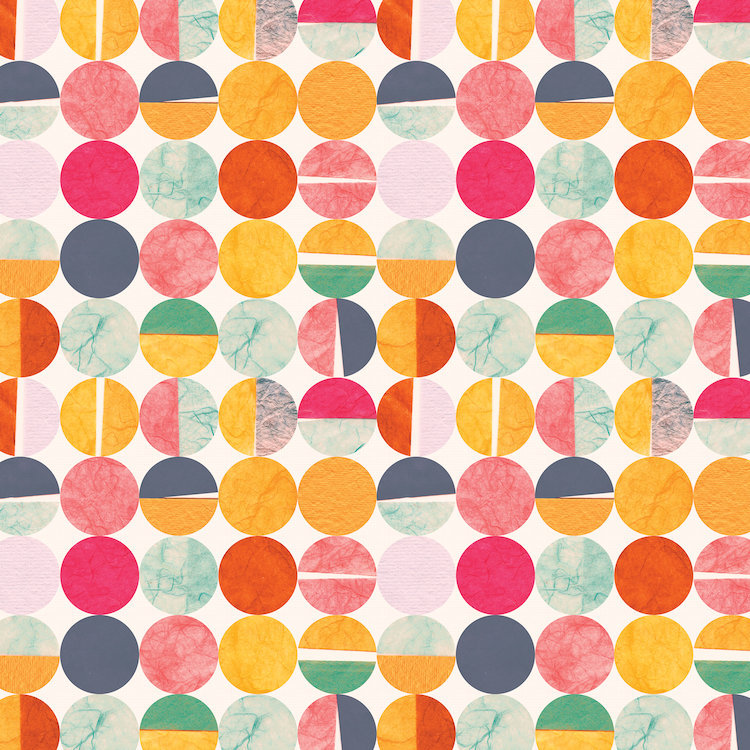 «Paper Dots» par Sara Franklin, reproduction sur toile tendue, H 24 po x l 24 po x P 1 po, Papier d'art encadré noir, Blanc