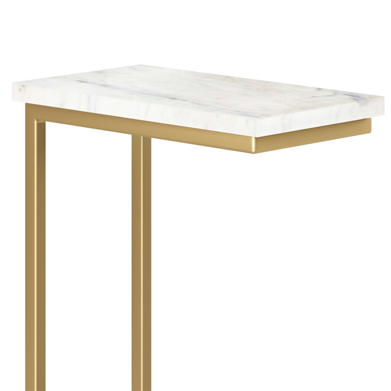 Skyler Gold Metal C Side Table with Marble Top
