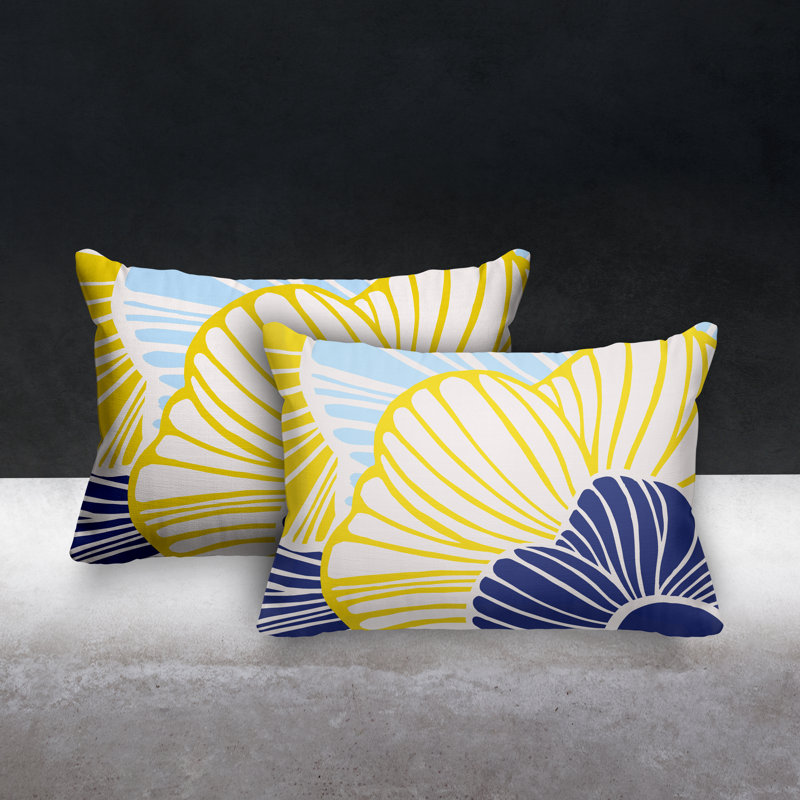 Polyester / Mélange de polyester Housse de coussin rectangulaire intérieure / extérieure lombaire et insert, Jaune