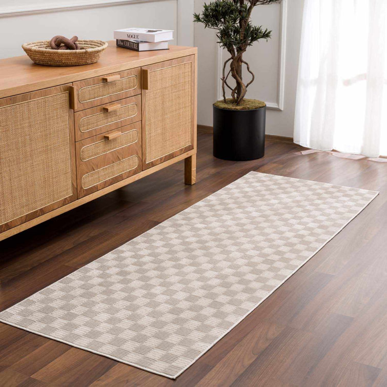 Kwan Machine Washable Modern Geometric Beige Area Rug