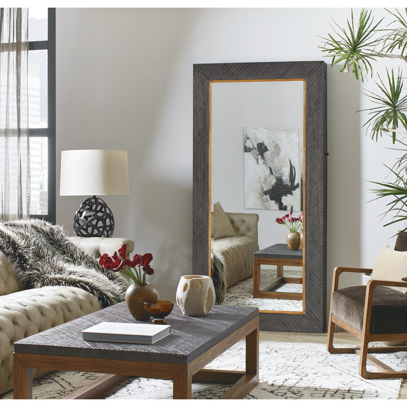 Big Sky Charcoal Wood and Resin Floor Mirror with Jewelry Storage