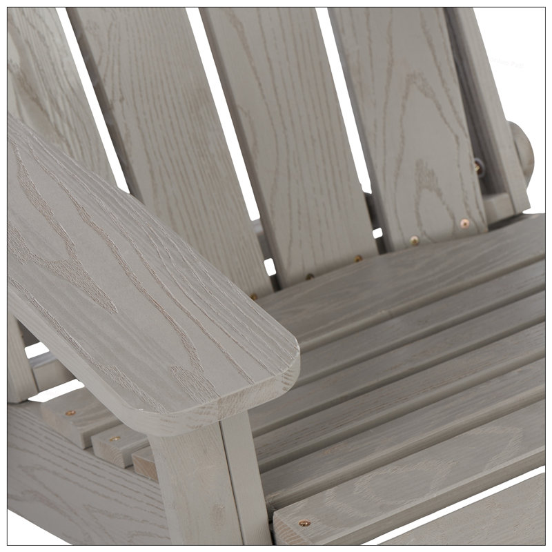 Oversize Embossed Wooden Outdoor Folding Adirondack Chair With Pre-Assembled Backrest And Seatboard, Perfect For Garden, Backyard, Porch, Pool Deck, And Firepit