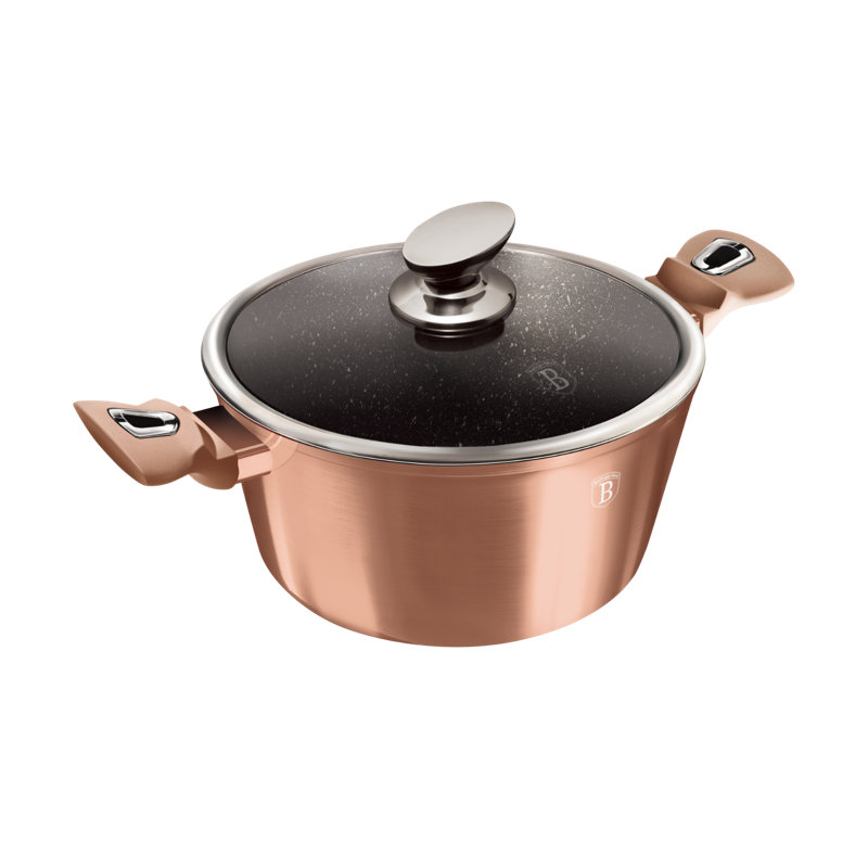15 - Piece Non-Stick Aluminum Cookware Set, Rose Gold