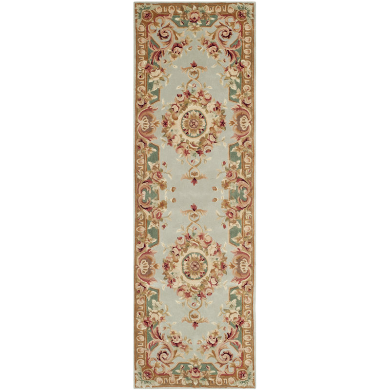 Savonnerie Hand Tufted Wool Pile Oriental Rug, Coureur 2'6" x 12'