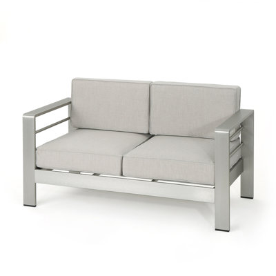 Maladi 56.75'' Wide Aluminum Loveseat with Cushions