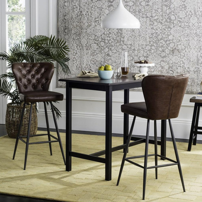 Rickman Upholstered Counter Stool with Metal Frame, Burgundy/Black, Bar Stool (29.9" Seat Height)