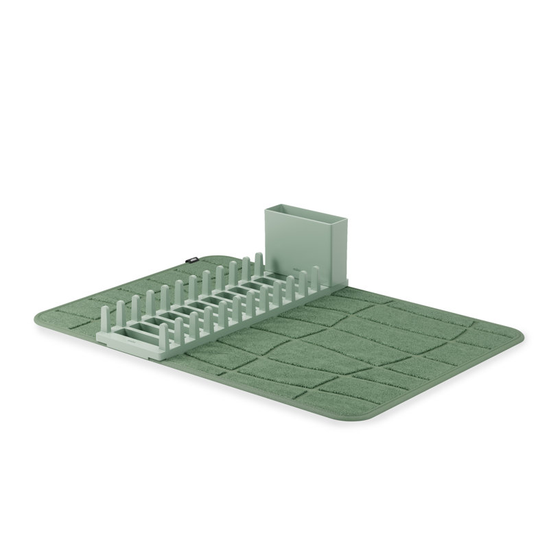 Tapis de vaisselle avec support Udry Ultra, absorbant, imperméable et lavable - Protégez vos comptoirs, Vert