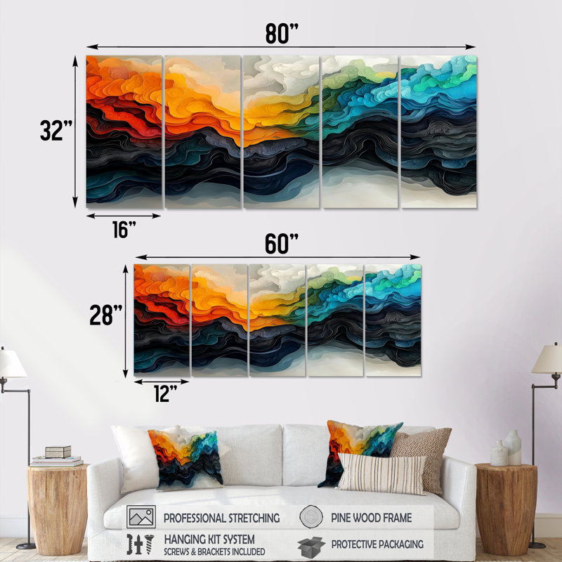 «Minimalist Ethereal Abstract t Marble Ocean III» - art mural éthéré - art mural moderne sur toile, H 28 po x l 60 po, 5
