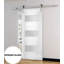 Porte de grange blanche en verre givré Sete avec trousse de quincaillerie d'installation-58144623-58144605