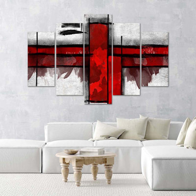 Red Abstraction - 5 Piece No Frame Set on Canvas