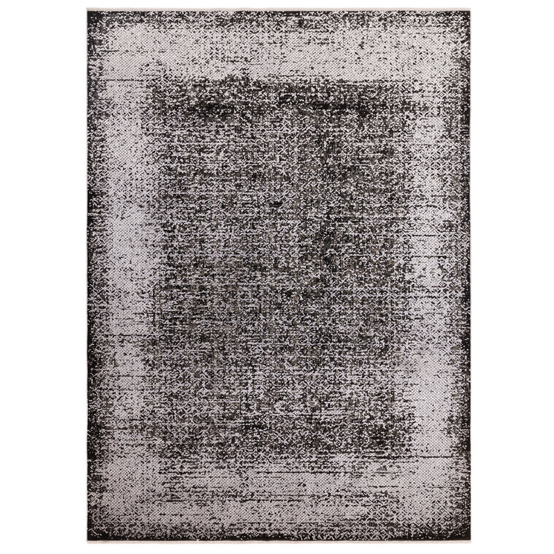 Aleeana Abstract Silver Black Area Rug, Rectangle 120 x 170cm