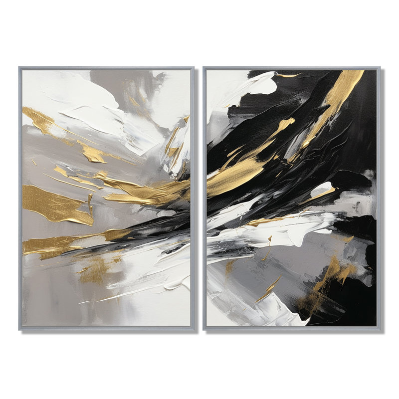 Mystery Awakening III - Décoration murale abstraite, H 36 po x l 48 po, Impression encadrée flottante, Argent argent