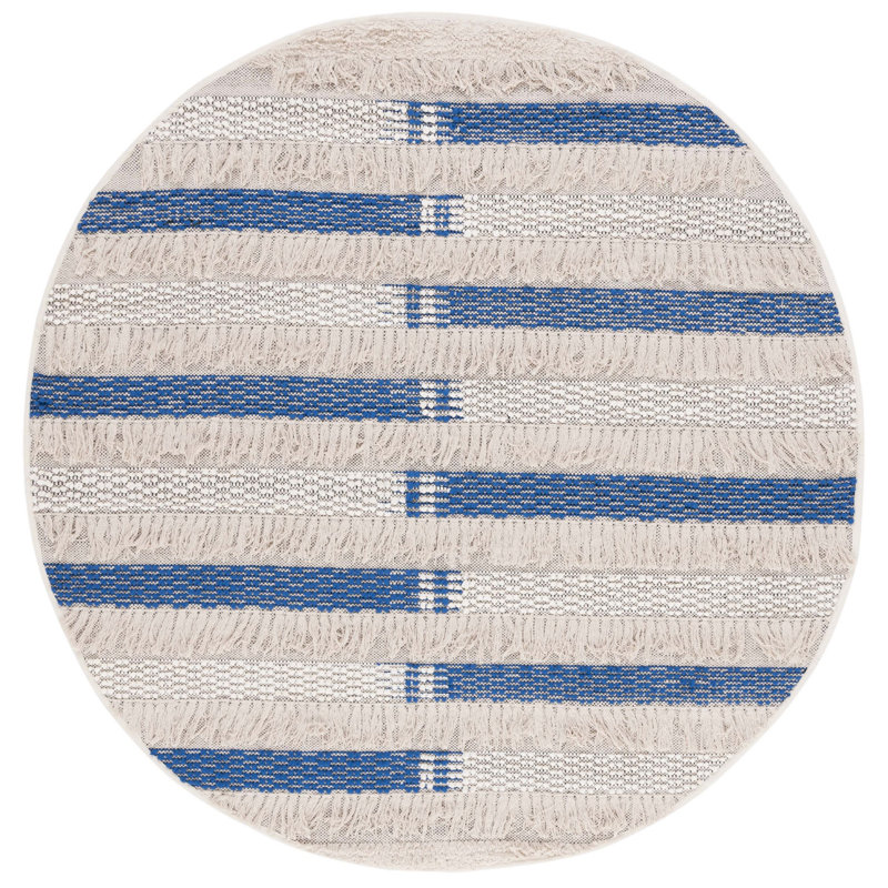 Stanwick Hand Woven Cotton Striped Rug, Round 6'