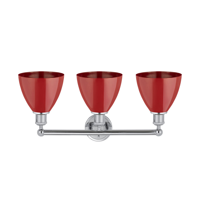 Éclairage pour meuble-lavabo 3 lumières Arpita, Chrome poli, Rouge