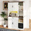Buffet 71 pouces avec armoire, tiroir et huche, buffet multifonctionnel avec support en verre et station de charge