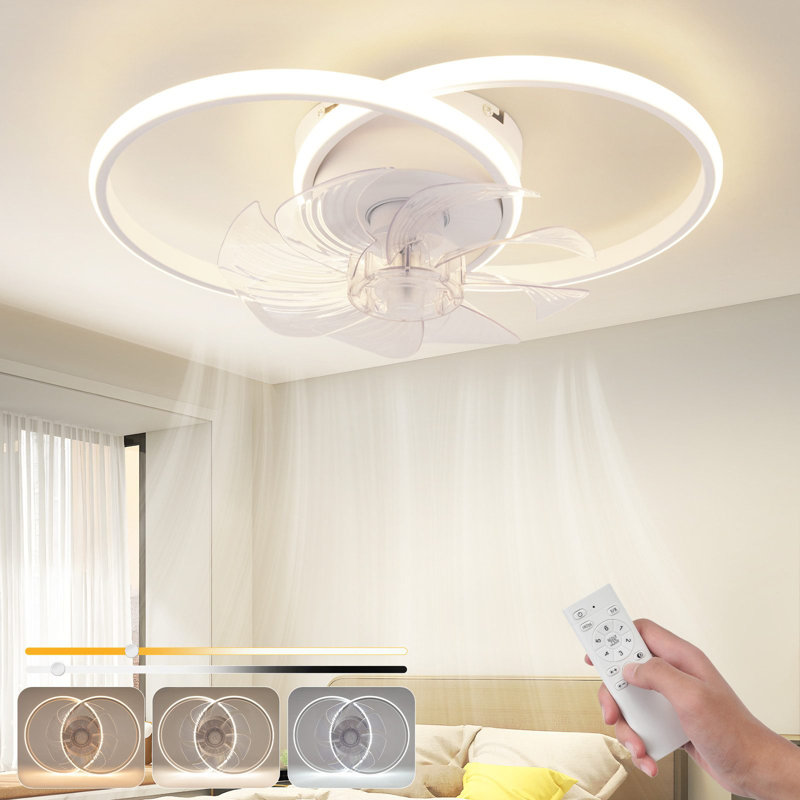 LED Ceiling Fan With Lighting - 36W Quiet Ceiling Lamp With Fan And Remote Control 3 Color Temperature 6-Speed ??Living Room Ceiling Fans With Light for Bedroom Kitchen