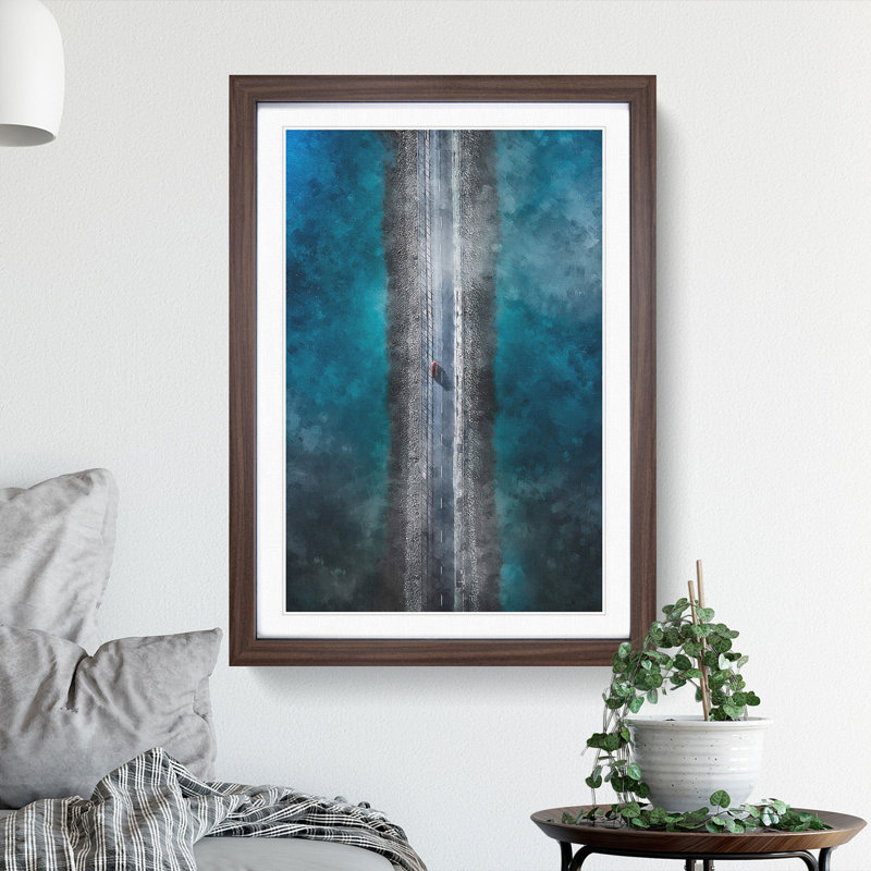 Lake Road - Picture Frame Graphic Art Print, Walnut Framed, 87cm H x 62cm W x 2cm D