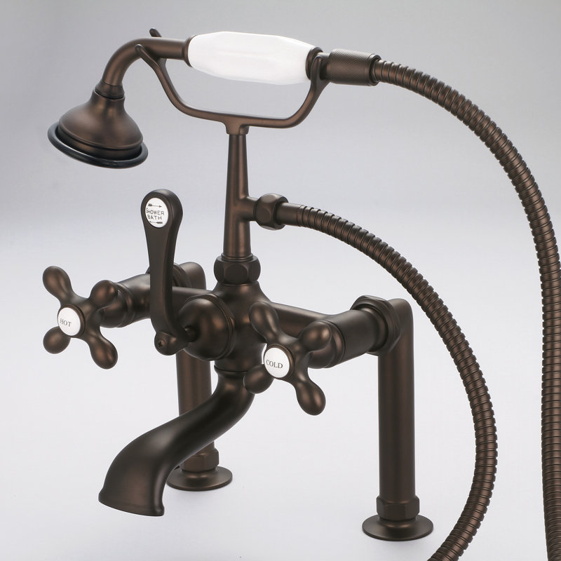 Stonington Deck Tub Spout, Oil Rubbed Bronze, Cross Handles