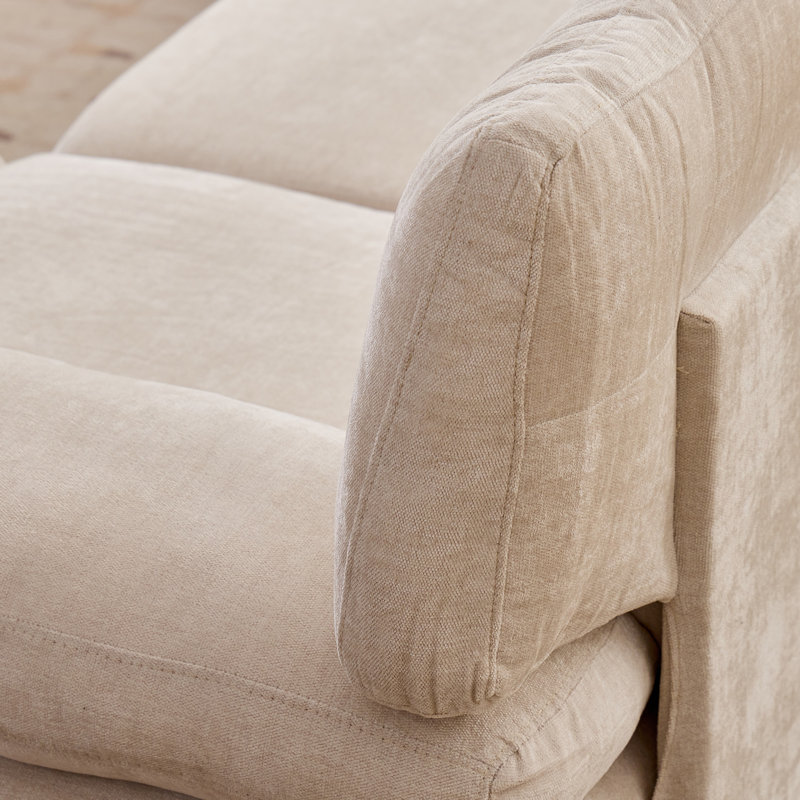 Oversized Upholstered 8 Seater Modular Sectional Sofa 3 Ottoman, Beige Chenille