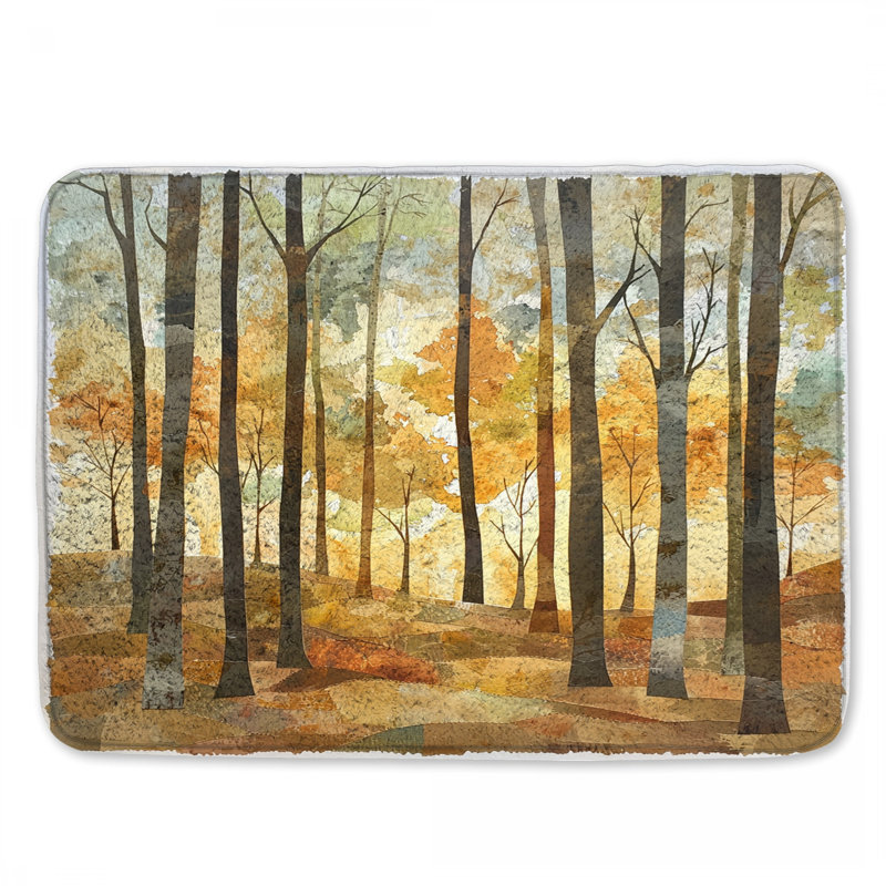 Autumn Forest Landscape Bath Mat, 24in W x 17in L