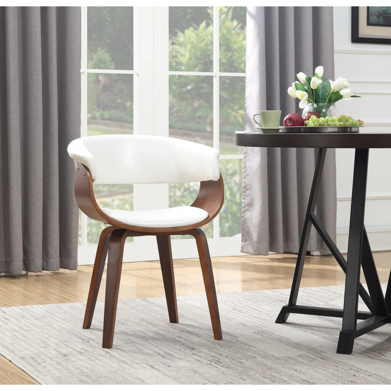 Baumgartner 18.1'' H Polyurethane Upholstered Walnut Armchair, White